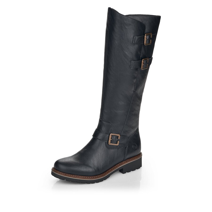 stivali neri con cerniera per donna remonte r6590-01