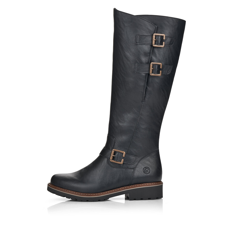 stivali neri con cerniera per donna remonte r6590-01
