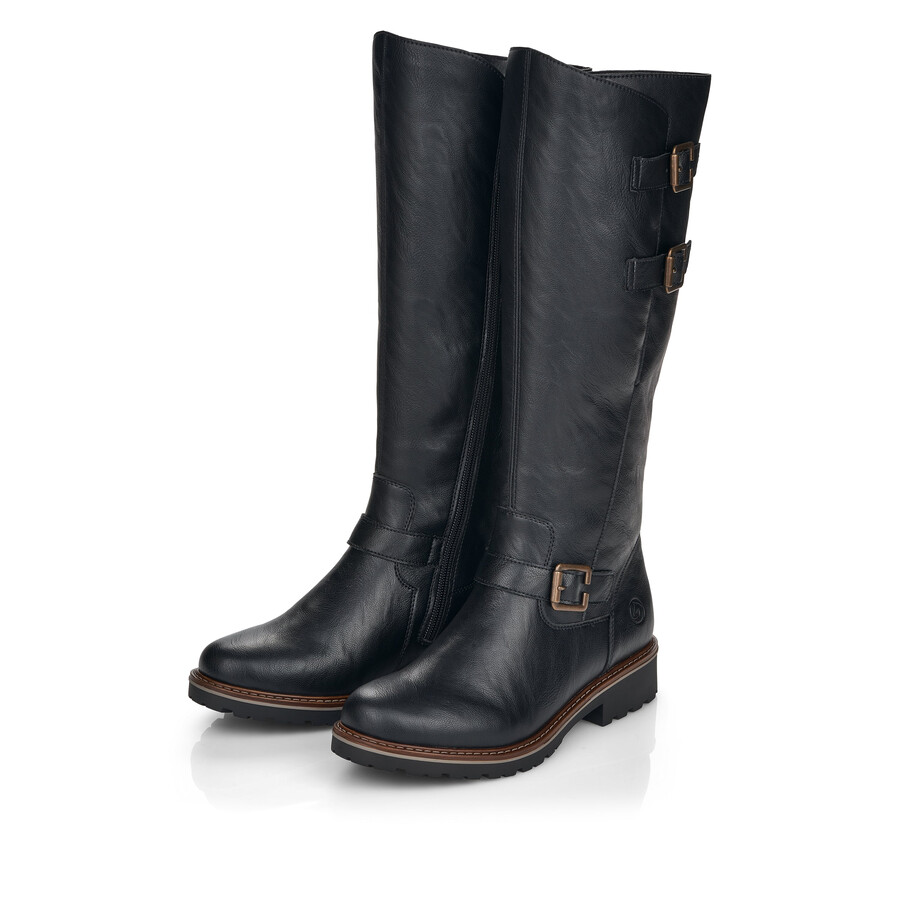 stivali neri con cerniera per donna remonte r6590-01