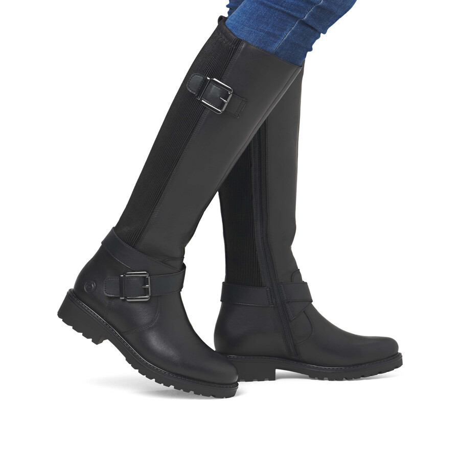 stivali neri con cerniera per donna remonte r6593-00