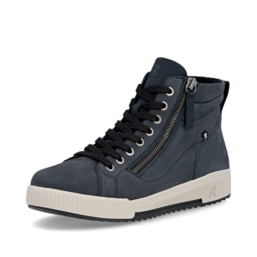 stivali con cerniera blu da donna rieker sport w0164-14