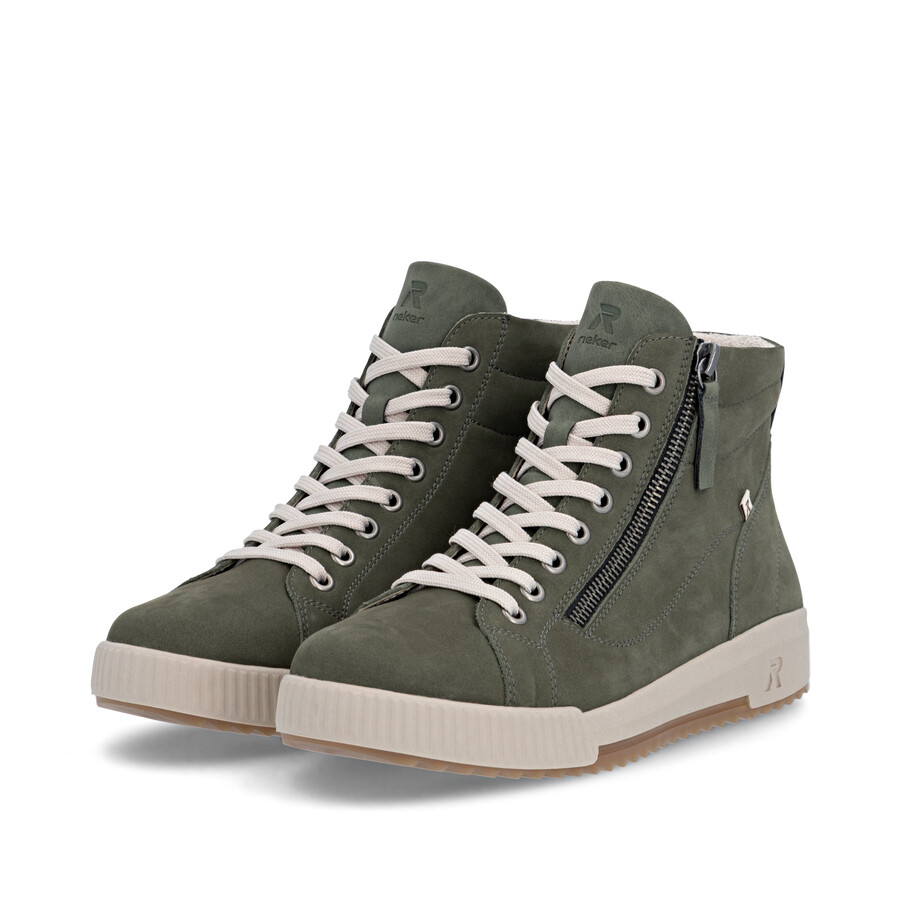 stivali con cerniera verde da donna rieker sport w0164-54