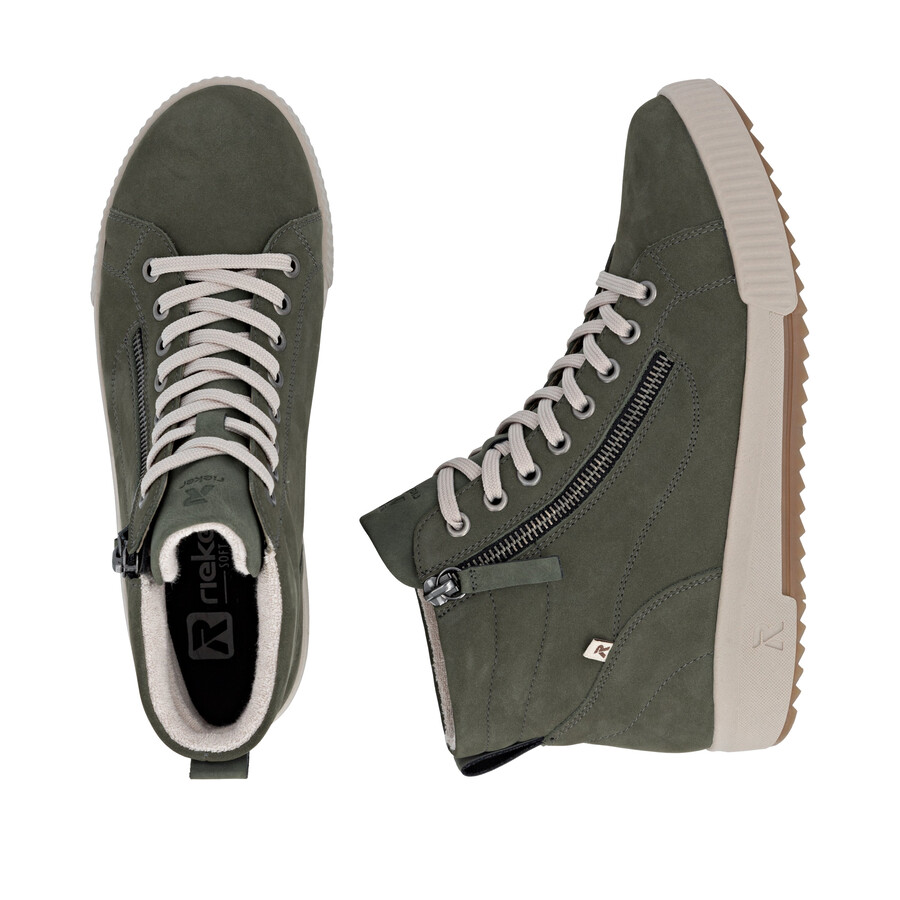 stivali con cerniera verde da donna rieker sport w0164-54