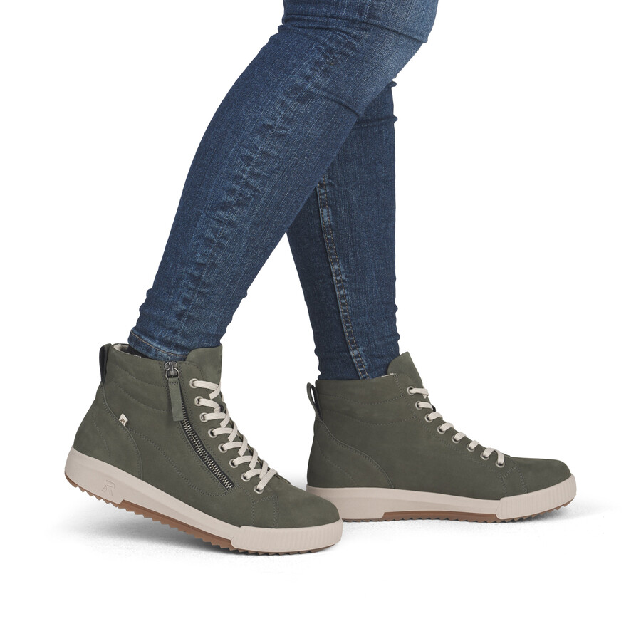 stivali con cerniera verde da donna rieker sport w0164-54