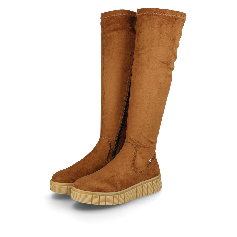 stivali marroni con cerniera per donna rieker sport w1080-24