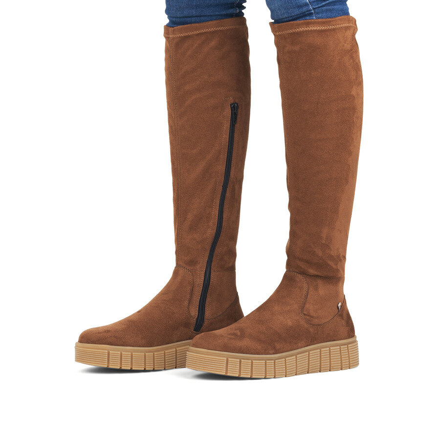 stivali marroni con cerniera per donna rieker sport w1080-24
