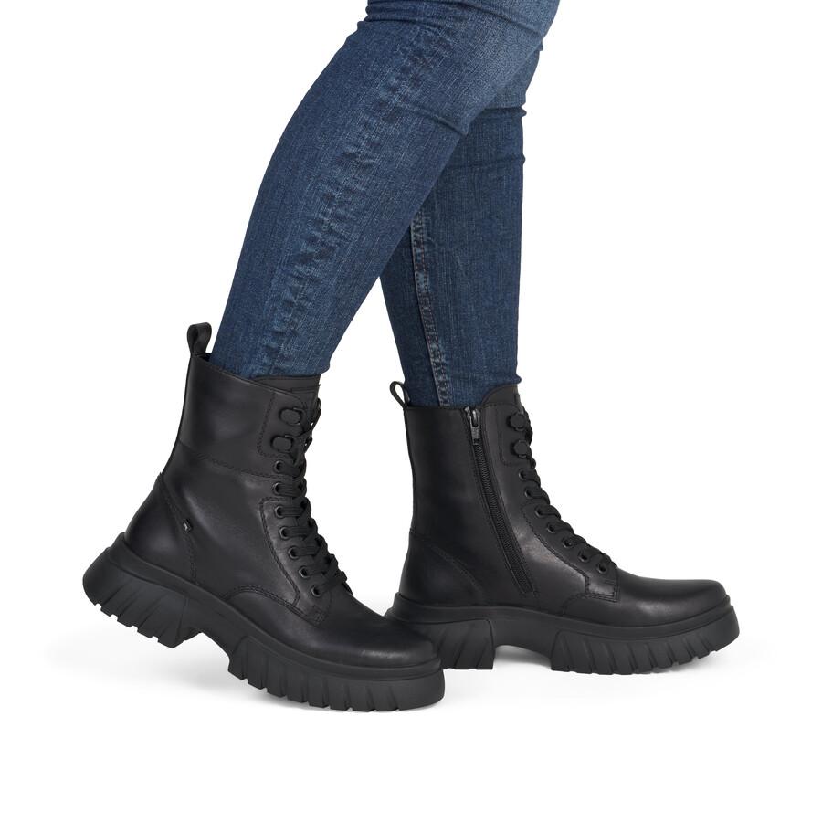 stivali neri con cerniera per donna rieker sport w1870-02
