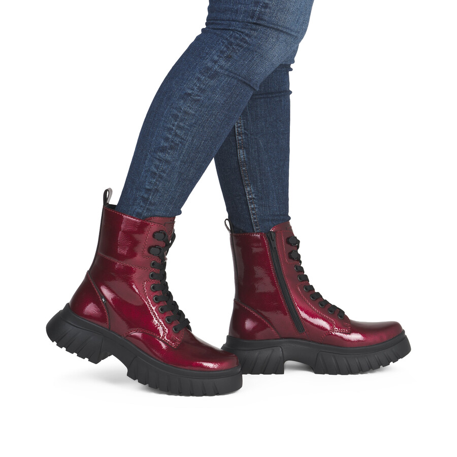 stivali rossi con cerniera da donna rieker sport w1870-35