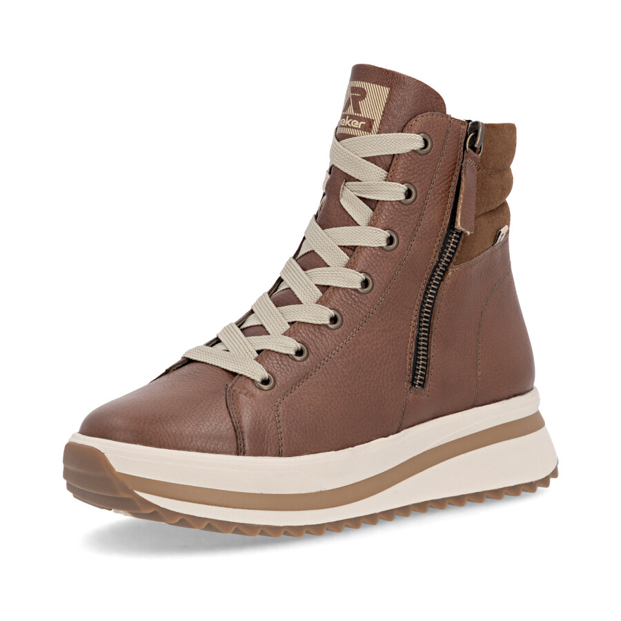 stivali marroni con cerniera per donna rieker sport w3870-24