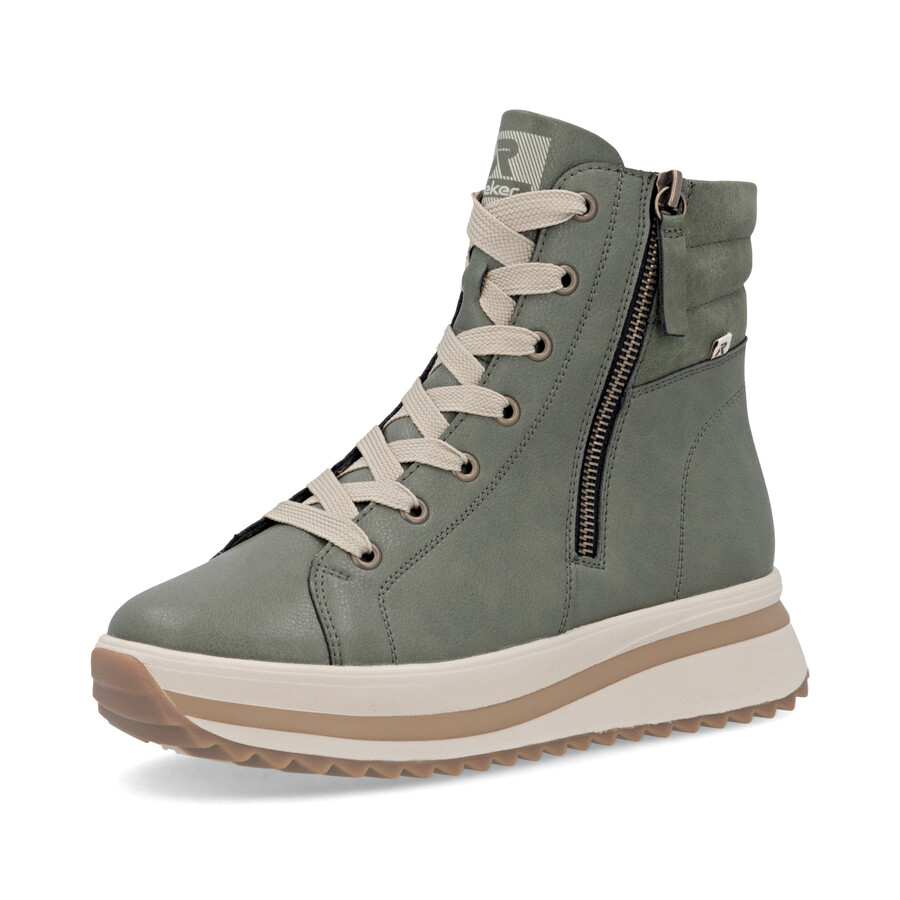 stivali con cerniera verde da donna rieker sport w3870-54