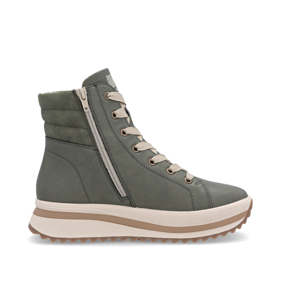stivali con cerniera verde da donna rieker sport w3870-54