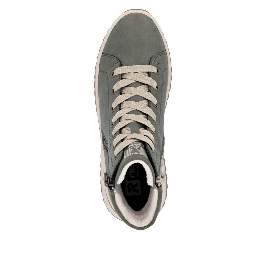 stivali con cerniera verde da donna rieker sport w3870-54