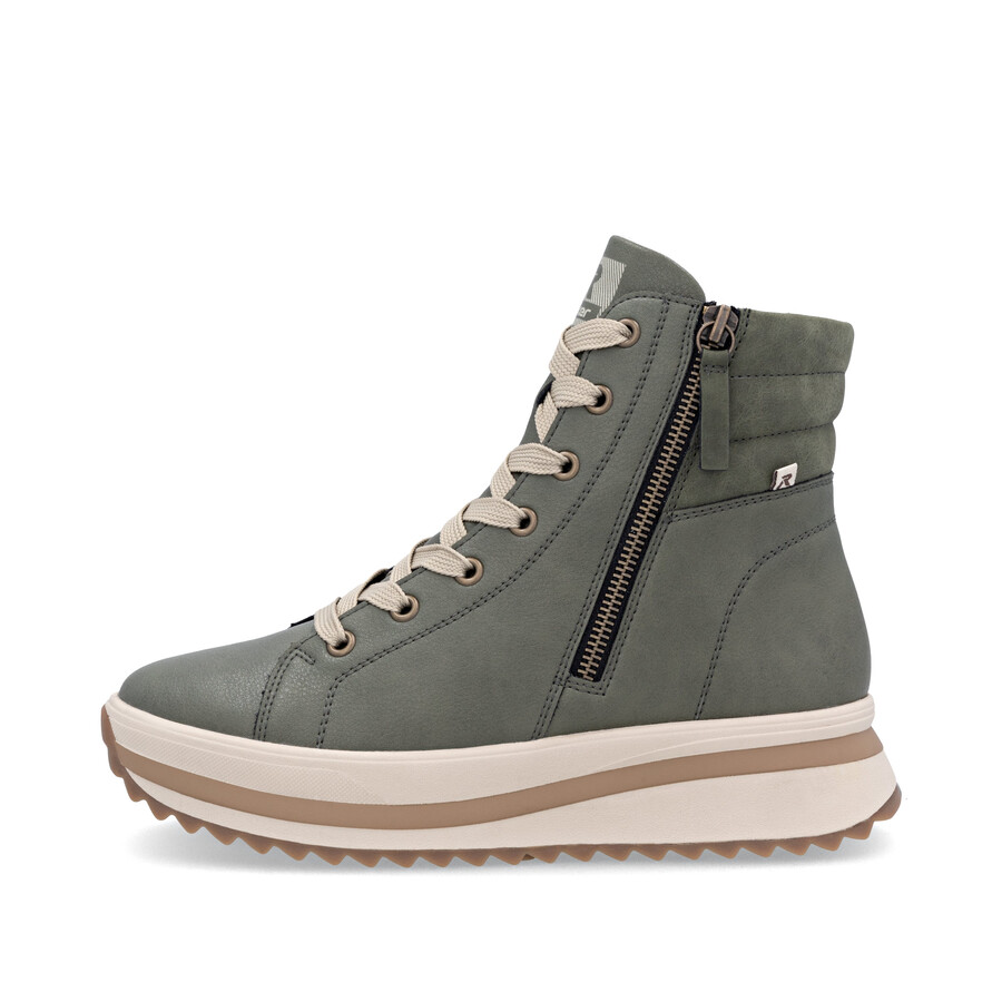 stivali con cerniera verde da donna rieker sport w3870-54
