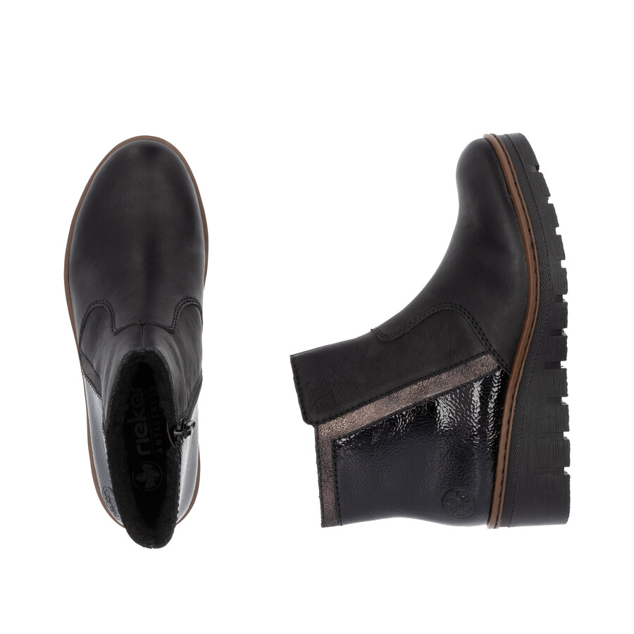 stivali neri con cerniera per donna rieker x9150-00