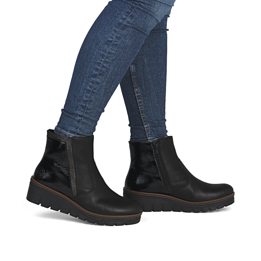 stivali neri con cerniera per donna rieker x9150-00