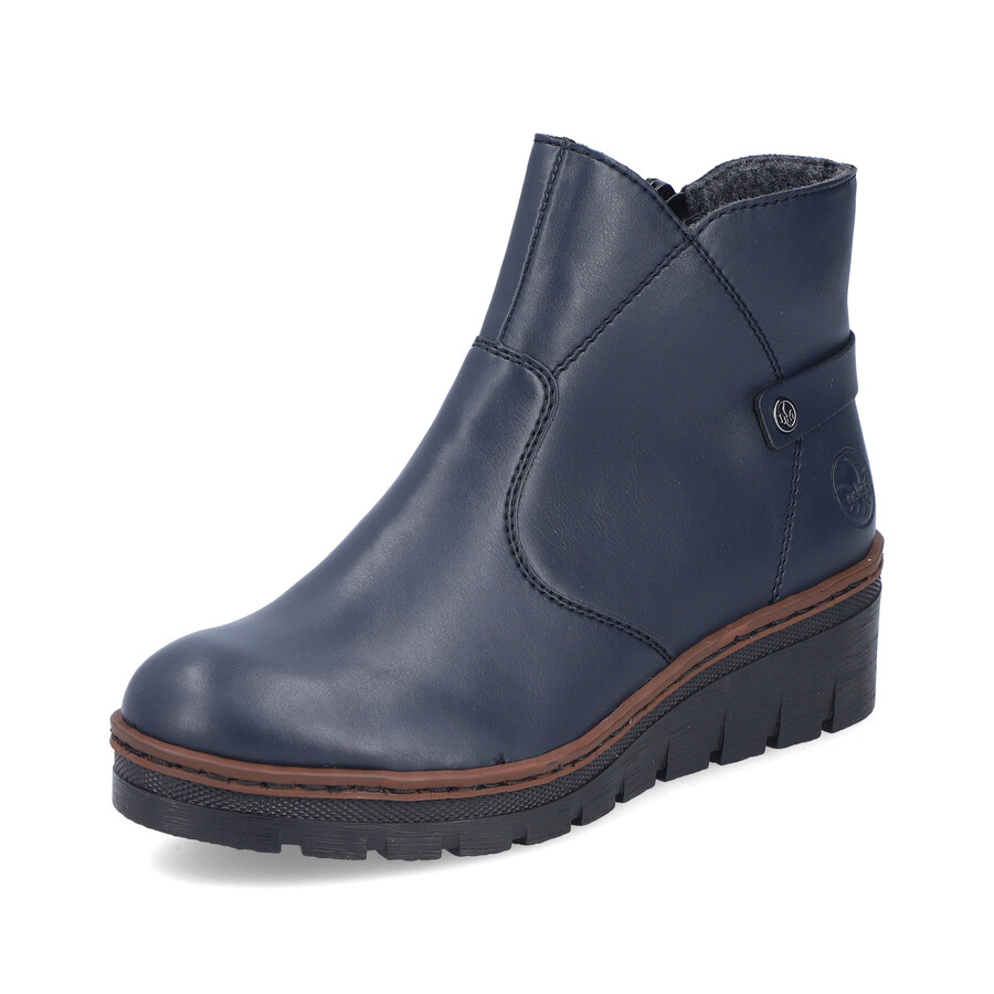 stivali con cerniera blu da donna rieker x9164-14