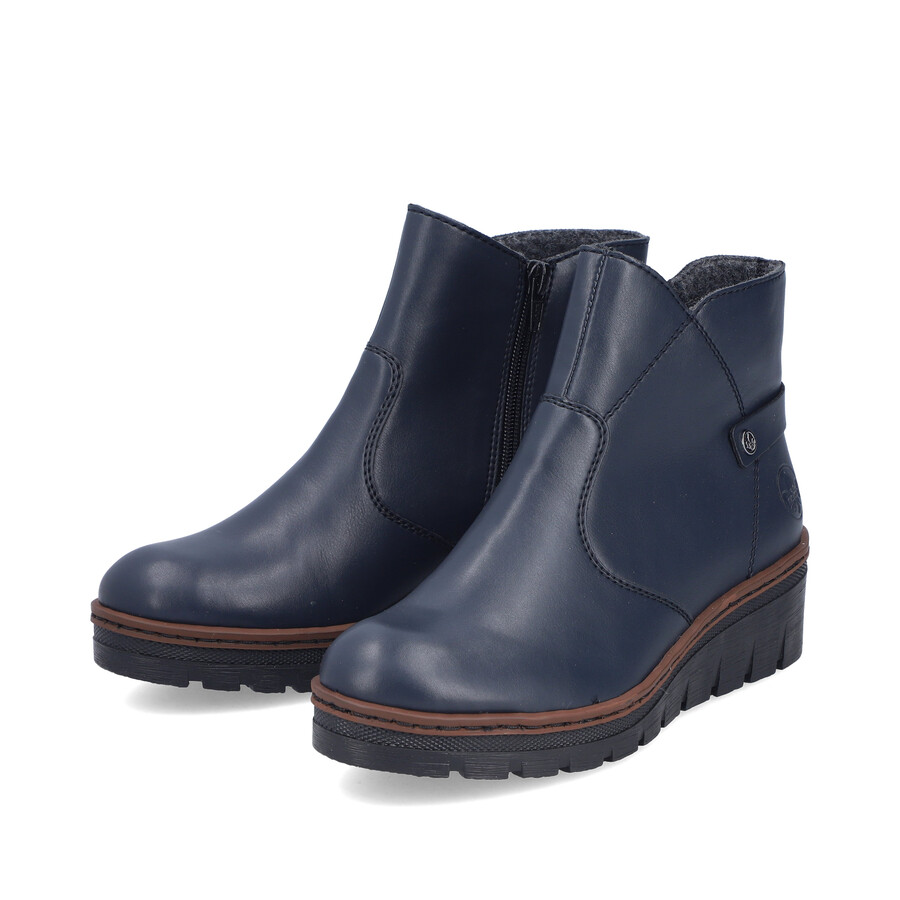 stivali con cerniera blu da donna rieker x9164-14