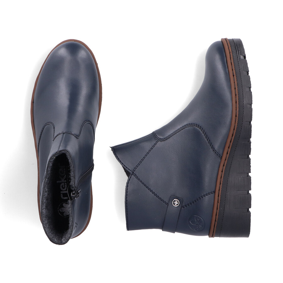 stivali con cerniera blu da donna rieker x9164-14