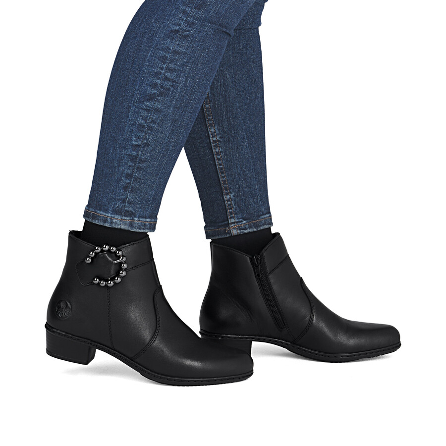 stivali neri con cerniera per donna rieker y0797-00