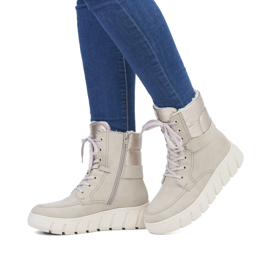 stivali beige con cerniera per donna rieker y3503-62